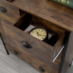 Furniturehmd Industrial Style Chest With 5 Drawers Organizer Unit Metal Legs Storage Cabinet - thumbnail 4