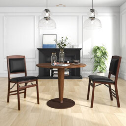 Costway Set Of 2 Folding Bar Stools Wooden Padded Kitchen Dining Chairs W/ Backrest - thumbnail 3