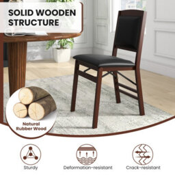Costway Set Of 2 Folding Bar Stools Wooden Padded Kitchen Dining Chairs W/ Backrest - thumbnail 5