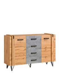 Arte Industrial Elegance: Lofter Sideboard, Oak Wotan & Concrete, H970mm W1350mm D413mm - thumbnail 1
