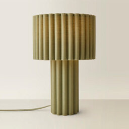 Valuelights Lenny Moss Green Drum Lamp Shade Ribbed Full Fabric Table Lamp With Led Bulb - thumbnail 2