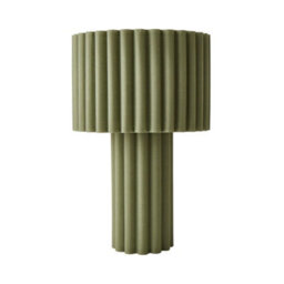Valuelights Lenny Moss Green Drum Lamp Shade Ribbed Full Fabric Table Lamp With Led Bulb - thumbnail 9