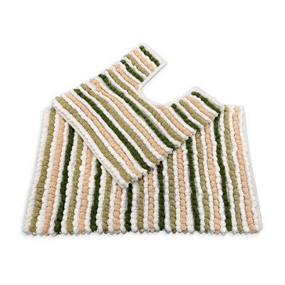 Allure Bath Fashions Chunky Bobble Striped Two Piece Bath Mat Set - Green - image 1