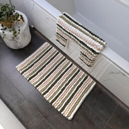 Allure Bath Fashions Chunky Bobble Striped Two Piece Bath Mat Set - Green - thumbnail 2