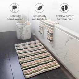 Allure Bath Fashions Chunky Bobble Striped Two Piece Bath Mat Set - Green - thumbnail 3