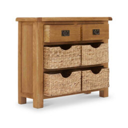 Zelah Oak Small Sideboard Cabinet With Baskets Fully Assembled - By Roseland Furniture - thumbnail 2