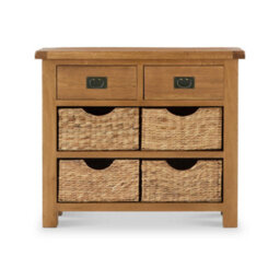 Zelah Oak Small Sideboard Cabinet With Baskets Fully Assembled - By Roseland Furniture - thumbnail 3