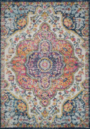 Livabliss Elaziz-Vintage Pink Blue Orange Yellow Traditional Boho Living Dining Bedroom Rug 140 X 200 Cm Easy Care, Non Shedding - thumbnail 1