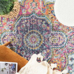 Livabliss Elaziz-Vintage Pink Blue Orange Yellow Traditional Boho Living Dining Bedroom Rug 140 X 200 Cm Easy Care, Non Shedding - thumbnail 7