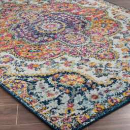 Livabliss Elaziz-Vintage Pink Blue Orange Yellow Traditional Boho Living Dining Bedroom Rug 140 X 200 Cm Easy Care, Non Shedding - thumbnail 6