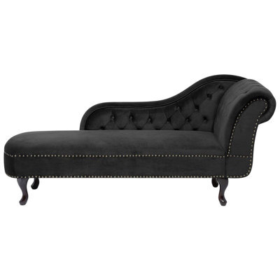 Beliani Right-Hand Chaise Longue Nimes Velvet Black - image 1