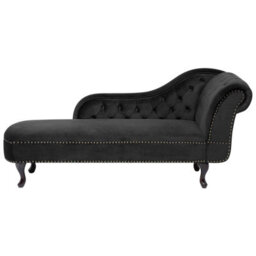 Beliani Right-Hand Chaise Longue Nimes Velvet Black - thumbnail 1
