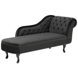 Beliani Right-Hand Chaise Longue Nimes Velvet Black - thumbnail 4