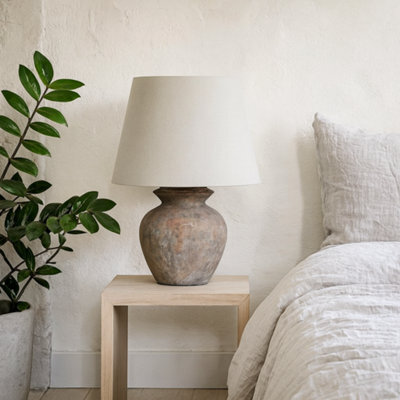 Wyld Haus Padua Rustic Terracotta Ceramic Table Lamp With Neutral Fabric Shade - image 1