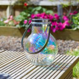 Smart Garden Glass, Plastic & Stainless Steel Iridescent Effect Solar-Powered Outdoor Led Lantern - thumbnail 2