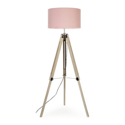 Valuelights Clipper Modern Distressed Wood And Silver Chrome Tripod Floor Lamp Base - image 1