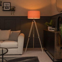 Valuelights Clipper Modern Distressed Wood And Silver Chrome Tripod Floor Lamp Base - thumbnail 3
