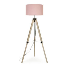 Valuelights Clipper Modern Distressed Wood And Silver Chrome Tripod Floor Lamp Base - thumbnail 1
