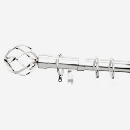 Polished Chrome 28mm Cage Fixed Length Metal Curtain Pole  80Cm - thumbnail 2
