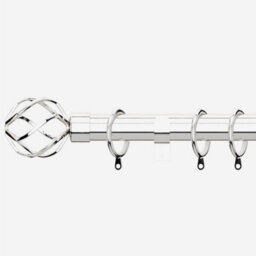 Polished Chrome 28mm Cage Fixed Length Metal Curtain Pole  80Cm - thumbnail 1
