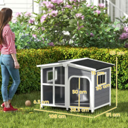 Pawhut Wooden Dog Kennel, Dog House With Removable Floor, Charcoal Grey - thumbnail 3