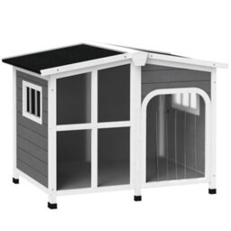 Pawhut Wooden Dog Kennel, Dog House With Removable Floor, Charcoal Grey - thumbnail 2