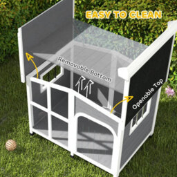 Pawhut Wooden Dog Kennel, Dog House With Removable Floor, Charcoal Grey - thumbnail 5