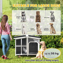 Pawhut Wooden Dog Kennel, Dog House With Removable Floor, Charcoal Grey - thumbnail 4