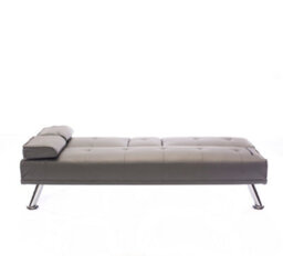 Mattress Guru Faux Leather Folding Sofa Bed With Cup Holders Cinema Style, Grey - thumbnail 3