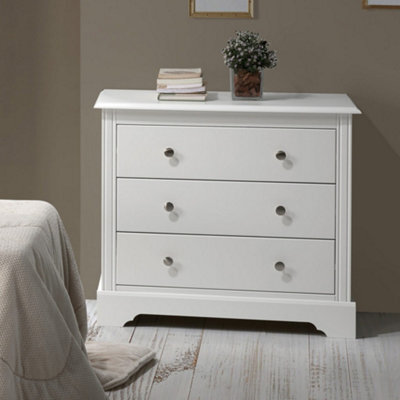 Seconique Stratford 3 Drawer Chest Of Drawers White Shabby Chic - image 1