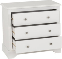 Seconique Stratford 3 Drawer Chest Of Drawers White Shabby Chic - thumbnail 3