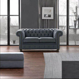 Chesterfield 2 Seater Shelly Knight Leather Sofa Settee Bespoke In Classic Style - thumbnail 2
