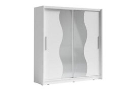 Arte Bergamo I Sliding Door Wardrobe 205Cm - Oak Sonoma, White Matt Mirrored Modern Storage With Shelves & Hanging Rail - thumbnail 1