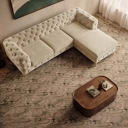 Monaco Chesterfield 3 Seater Chaise Sofa Cream Velvet L Shaped Corner Chaise- Right Hand Deep Buttoned Upholstery Couch Lounge - thumbnail 4