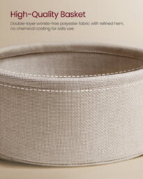 LEDREM Side Table, Round End Table With Fabric Basket, For Living Room Bedroom, Bedside Table, Modern Style, White - thumbnail 8