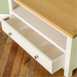 Farro White 90Cm Corner Tv Unit - Fully Assembled - Painted With Oak Top By Roseland Furniture - thumbnail 5