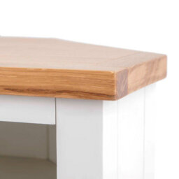 Farro White 90Cm Corner Tv Unit - Fully Assembled - Painted With Oak Top By Roseland Furniture - thumbnail 3