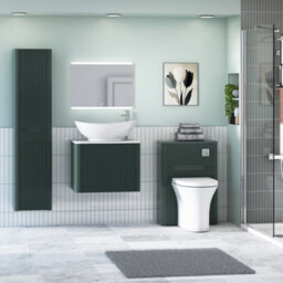 Royal Bathrooms Avenza 600mm Deep Moss Green Wall Hung Bathroom Countertop Vanity Unit 1 Drawer With Amaze Basin - thumbnail 4