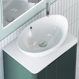 Royal Bathrooms Avenza 600mm Deep Moss Green Wall Hung Bathroom Countertop Vanity Unit 1 Drawer With Amaze Basin - thumbnail 7