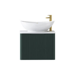 Royal Bathrooms Avenza 600mm Deep Moss Green Wall Hung Bathroom Countertop Vanity Unit 1 Drawer With Amaze Basin - thumbnail 6