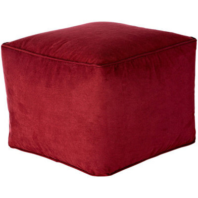Wine Faux Suede Cube Pouffe Footrest - Stain & Spill Resistant Lightweight Square Beanbag Footstool Seat - 37 X 37 X 29Cm - image 1