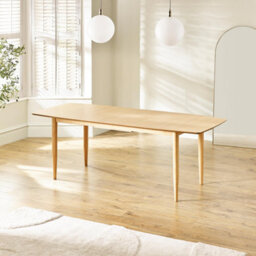 Furniturebox Leif Oak Effect Wood Extending Dining Table With 8 Tan Delta Chairs - thumbnail 5