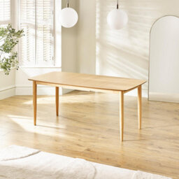Furniturebox Leif Oak Effect Wood Extending Dining Table With 8 Tan Delta Chairs - thumbnail 4