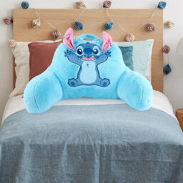 Disney Character Faux Fur Bed Rest, Stitch Cushion Soft Plush Character Pillow With Carry Handle, Kids Bedroom & Lounge Support - thumbnail 1