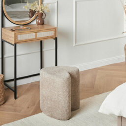 Wyld And Coco Lumihome Heart-Shaped Pouffe In Light Brown Chenille, Compact Accent Seat For Living Room And Bedroom - thumbnail 2