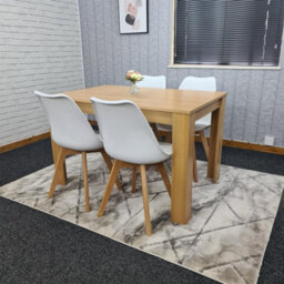 Kosy Koala Dining Table And 4 Chairs Oak Effect Table With 4 White Plastic Chairs Dining Room Furniture - thumbnail 5