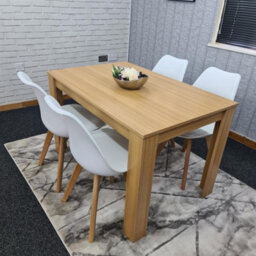 Kosy Koala Dining Table And 4 Chairs Oak Effect Table With 4 White Plastic Chairs Dining Room Furniture - thumbnail 6