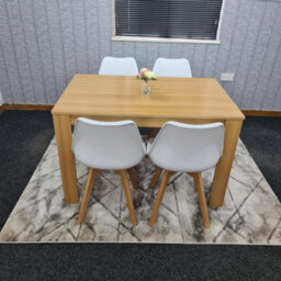 Kosy Koala Dining Table And 4 Chairs Oak Effect Table With 4 White Plastic Chairs Dining Room Furniture