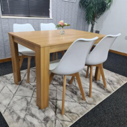 Kosy Koala Dining Table And 4 Chairs Oak Effect Table With 4 White Plastic Chairs Dining Room Furniture - thumbnail 3