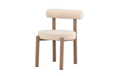 Set Of 2 Tillo  White Boucle Dining Chairs  With Woodlook 3D Paper- D55Xw55Xh75Cm, Seat Height 48Cm - image 1